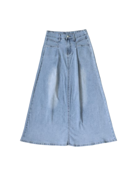 High-Waisted A-Line Denim Skirt-1